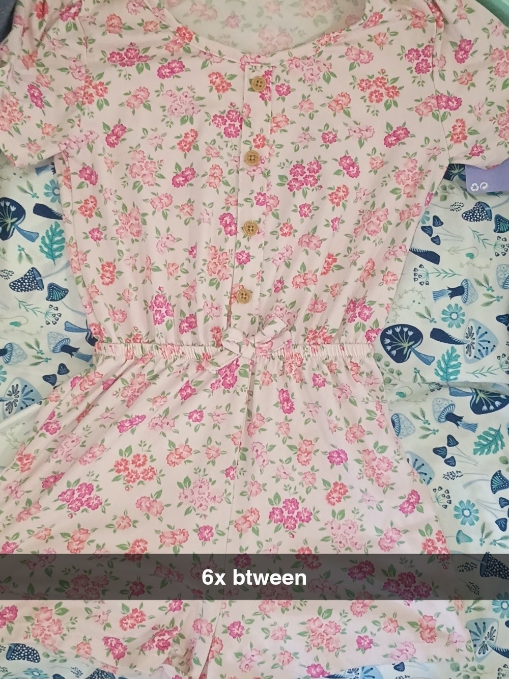 BTween Girls Pink Floral Button-Front Romper - Size 6X